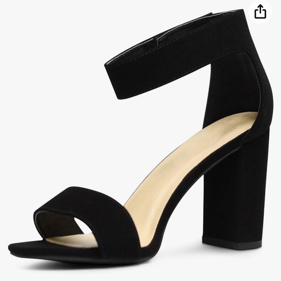New Marco Republic Edmonton black block velvet high heels strappy size 8 - Picture 1 of 8